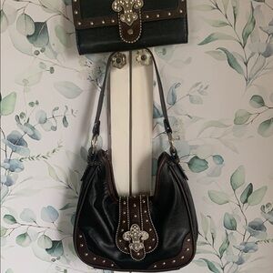 Black and Brown Studded Women's Bag